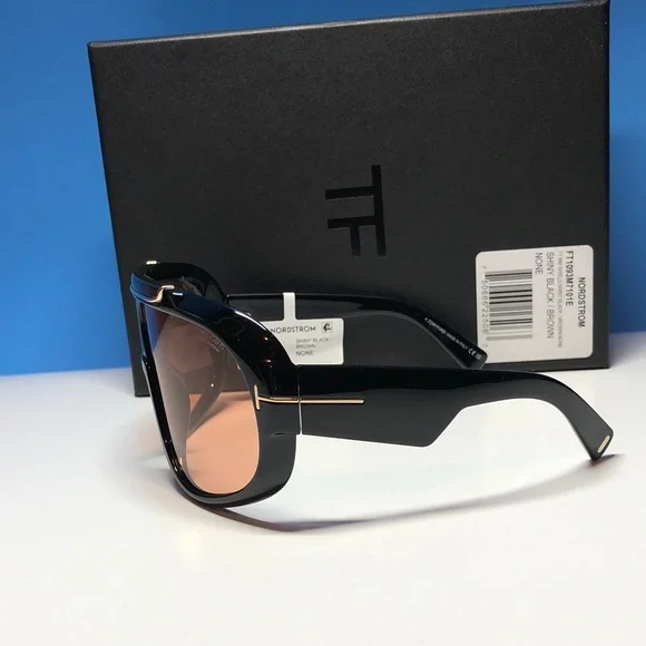 NEW Tom Ford Linden FT1094/S Sunglasses – Shiny Black / Brown – Full Packaging - Picture 7 of 14
